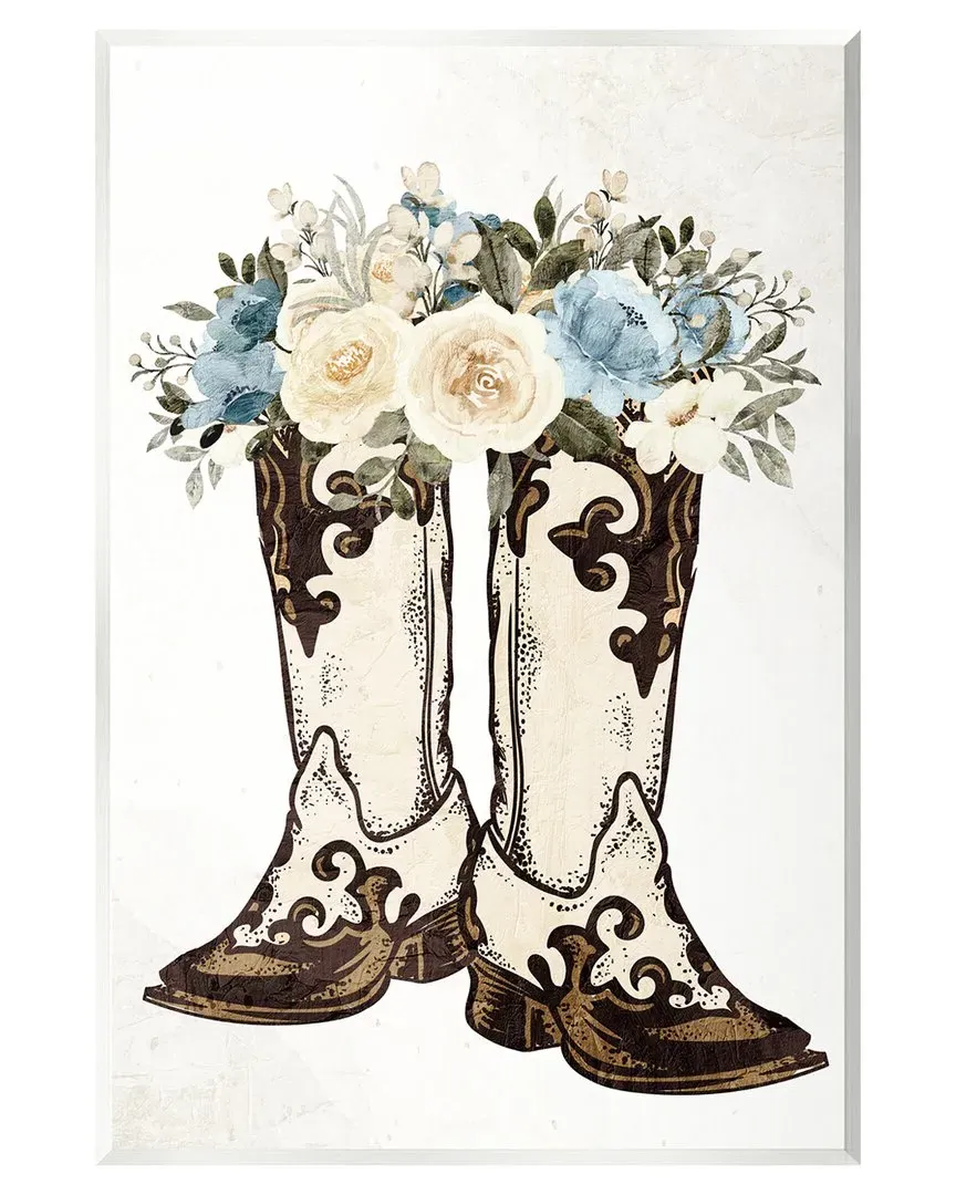 Kim Allen Cowboy Boot Mixed Flower Bouquet Wall Plaque image