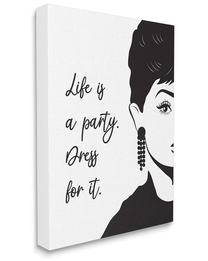 Life's a Party Glam Fashion Phrase Canvas Wall Art - White image