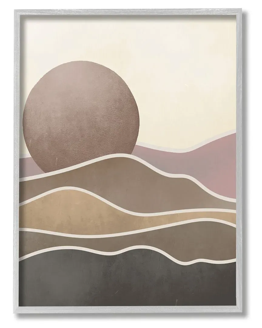 Lil' Rue Boho Desert Sun Dunes Framed Giclee Wall Art - Grey