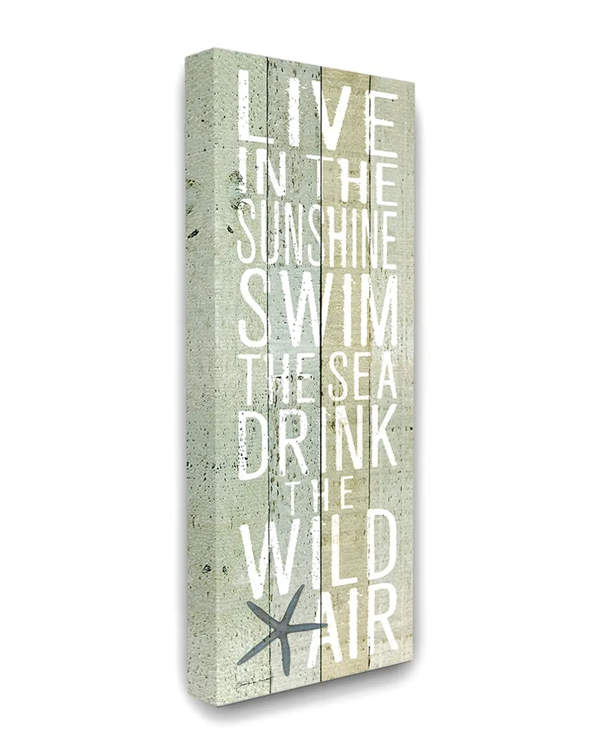 Live In the Sunshine Starfish Canvas Wall Art - Planked Look image