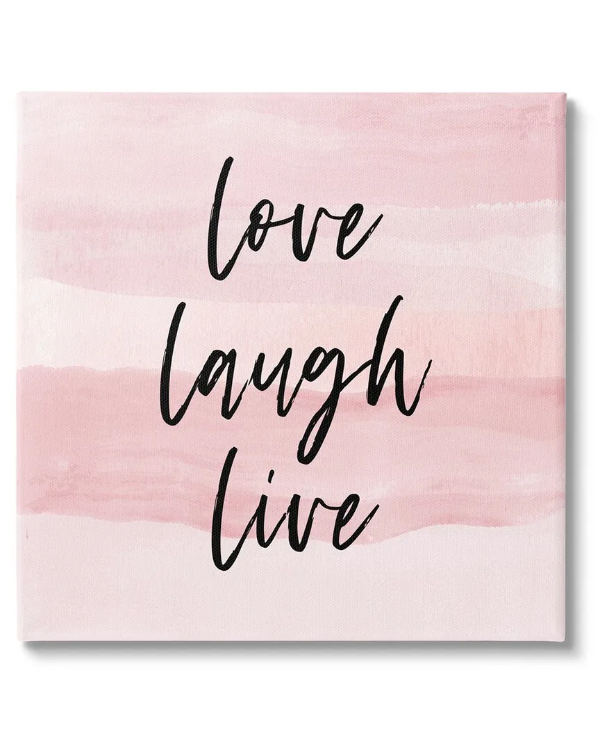 Love Laugh Live Phrase Canvas Wall Art - Pink