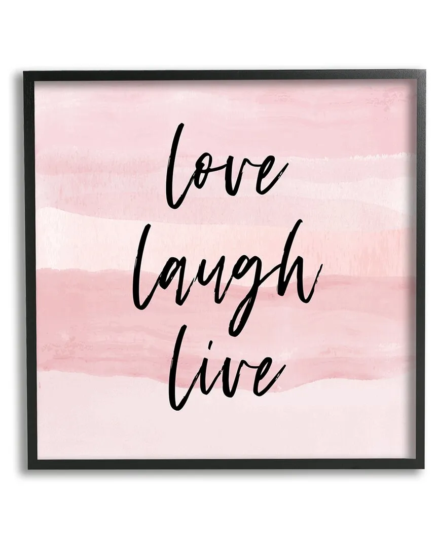 Love Laugh Live Phrase Framed Giclee Wall Art - Pink, Black Frame