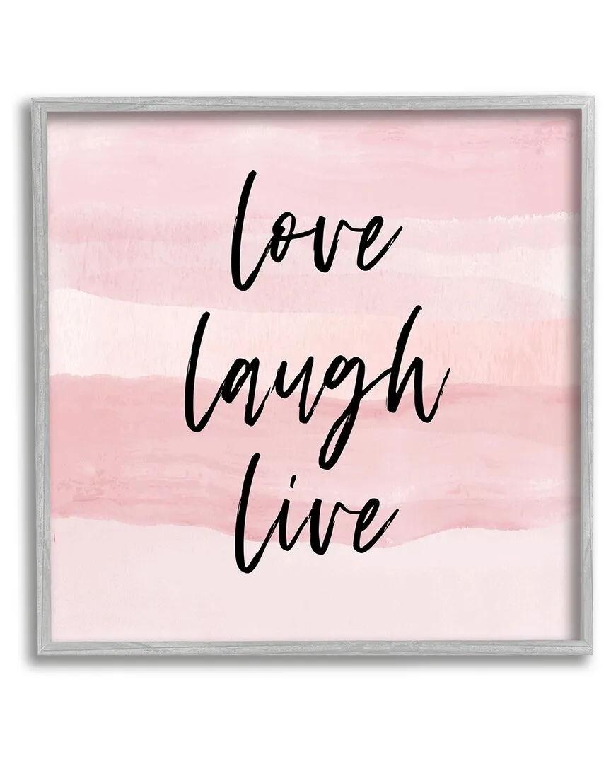 Love Laugh Live Phrase Framed Giclee Wall Art - Pink, Gray Frame