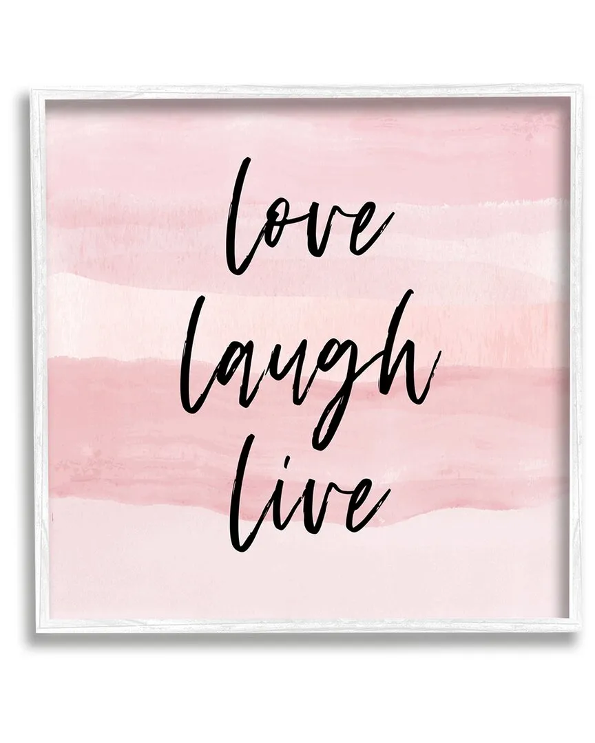 Love Laugh Live Phrase Framed Giclee Wall Art - Pink, White Frame