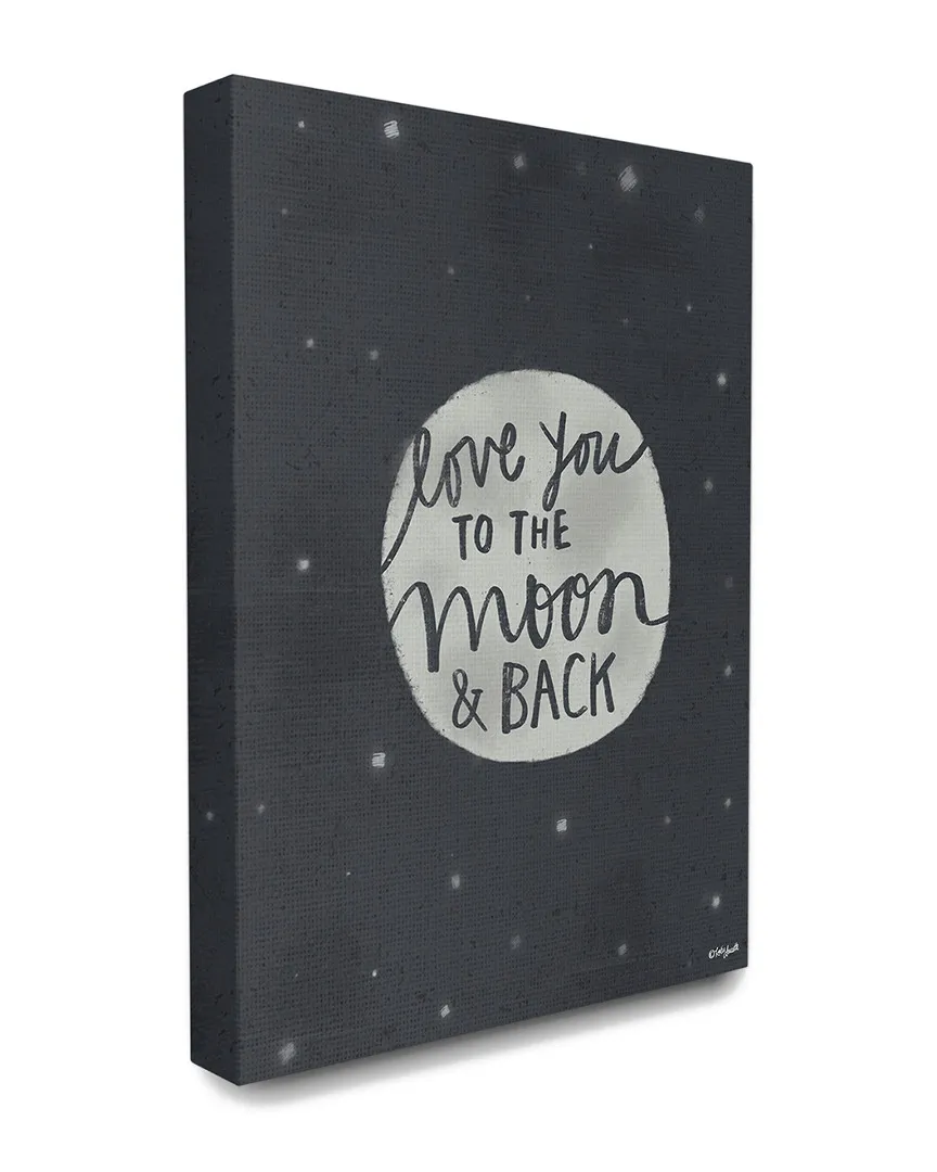 Love You Moon Typography Canvas Art Print image