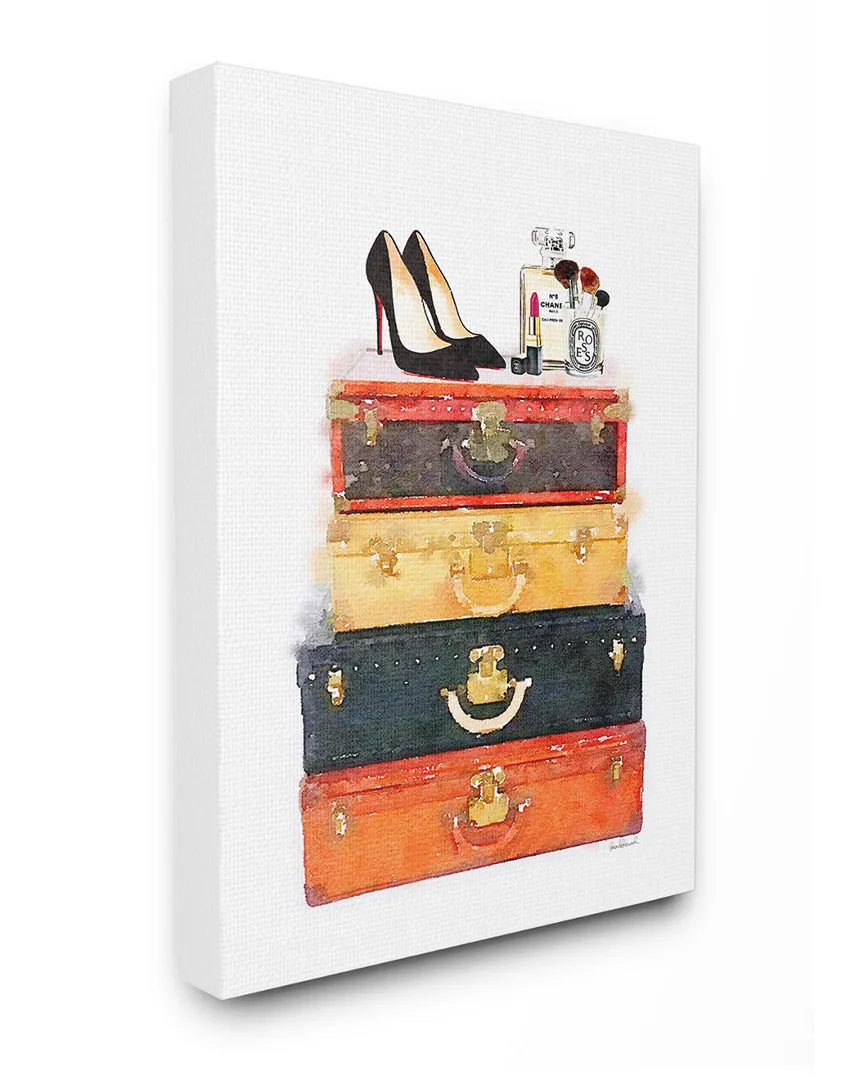 Luggage Stack Shoes And Makeup Canvas Art Print