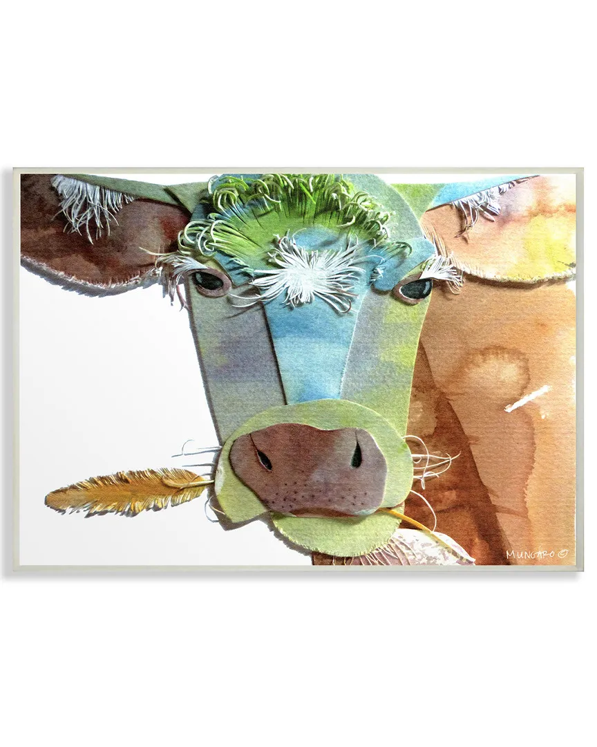 Marley Ungaro Watercolor Cutout Collage Cow Art - White image