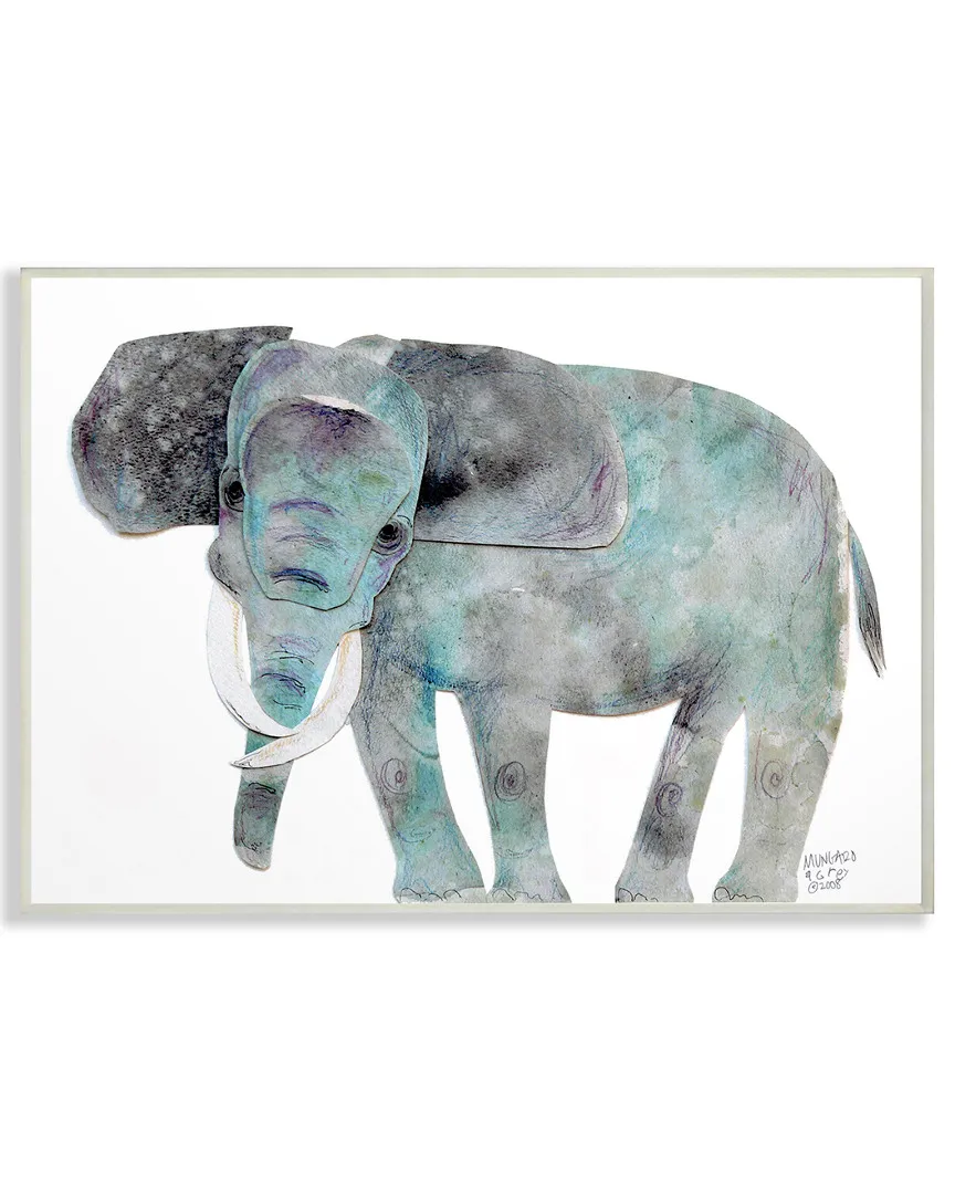 Marley Ungaro Watercolor Cutout Collage Elephant Framed Art - White