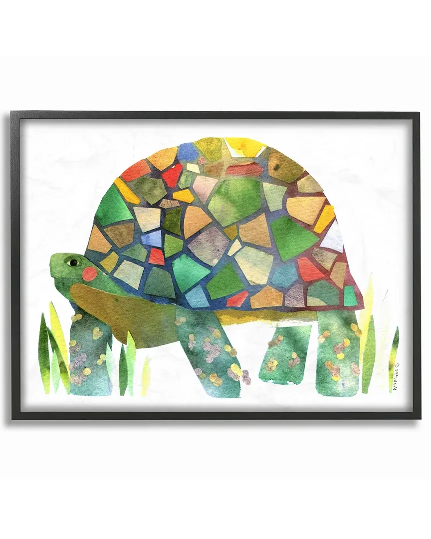 Marley Ungaro Watercolor Cutout Collage Turtle Framed Art - Black