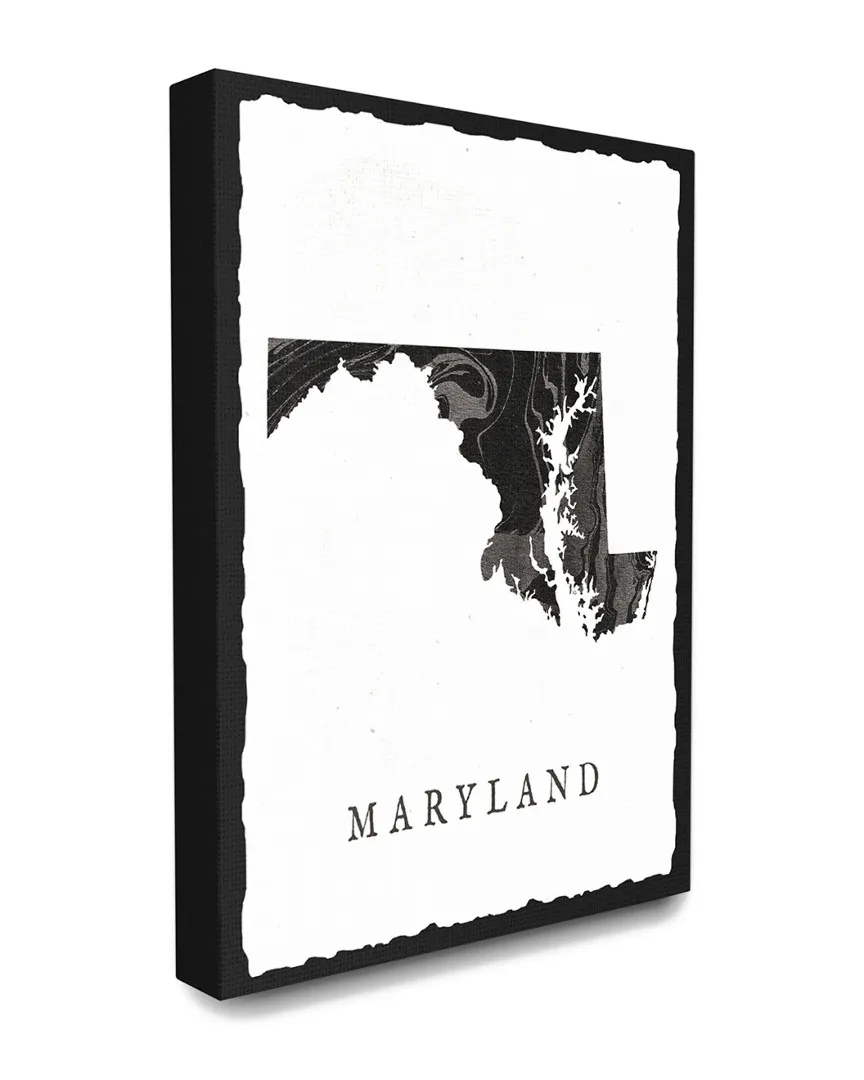 Maryland State Silhouette Canvas Art Print - Black, Grey