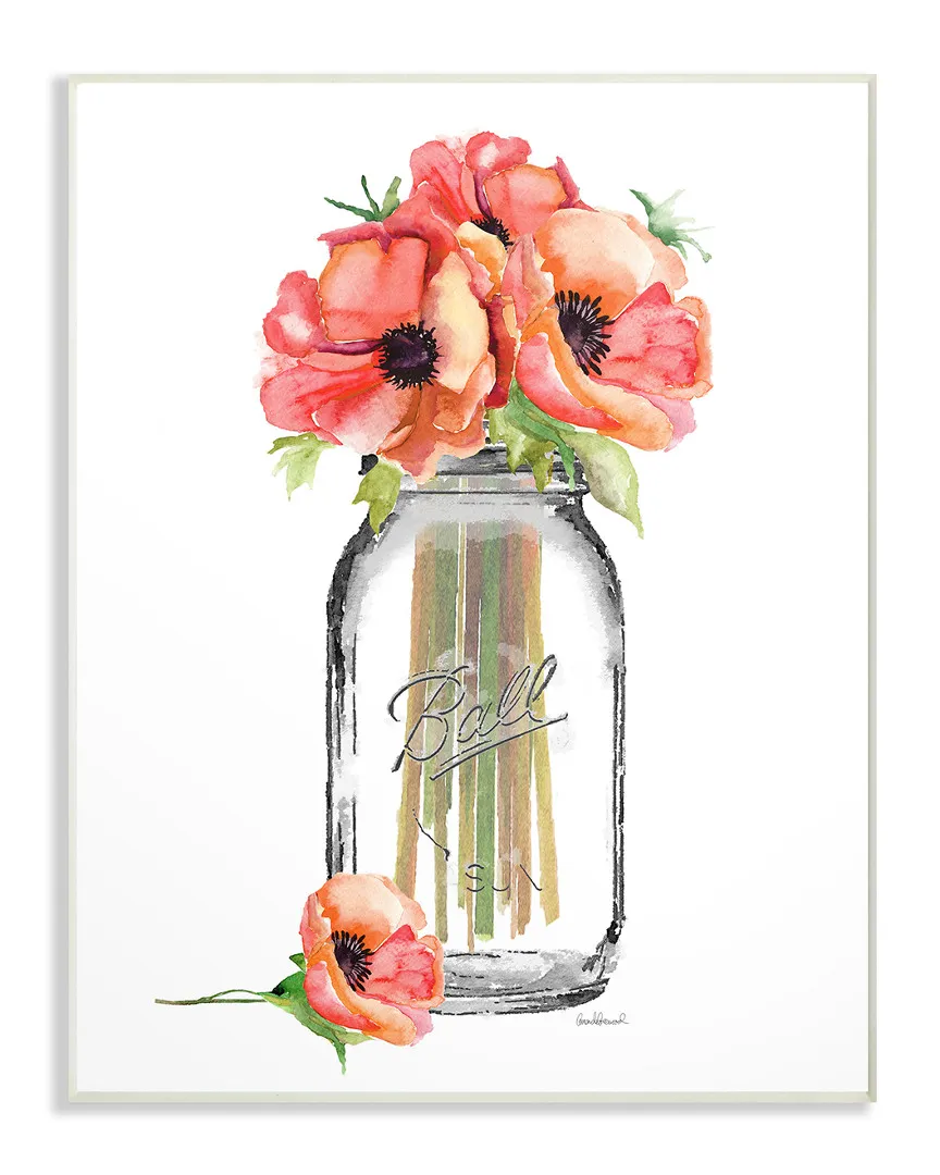 Mason Jar Poppys Wall Plaque - MDF Wood image