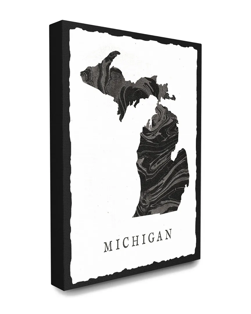 Michigan State Silhouette Canvas Art Print - Black, Grey