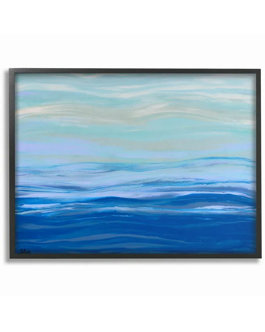 Morning Ocean Gentle Abstract Framed Art - Black