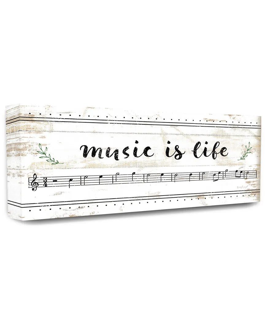 Music Is Life Canvas Art Print - Black and White Notes