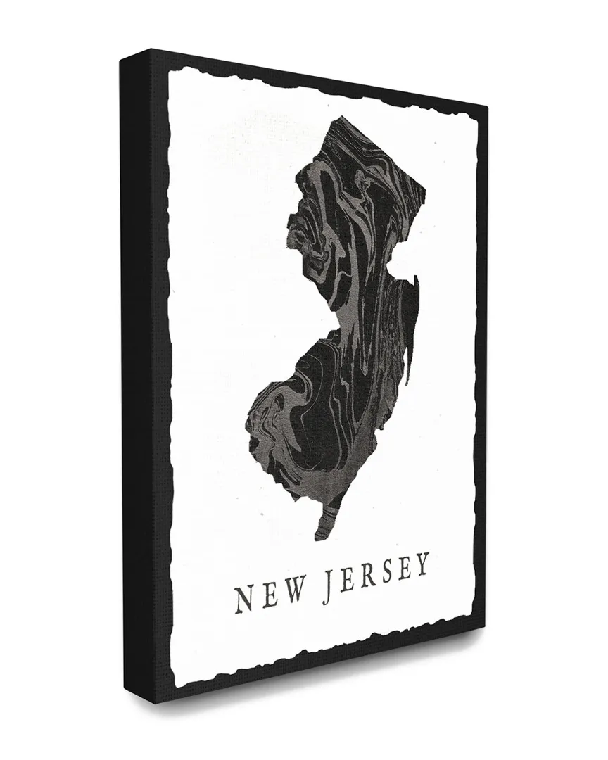 New Jersey State Silhouette Canvas Art Print - Black, Grey