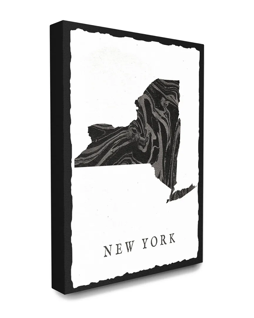 New York State Silhouette Canvas Art Print - Black, Grey