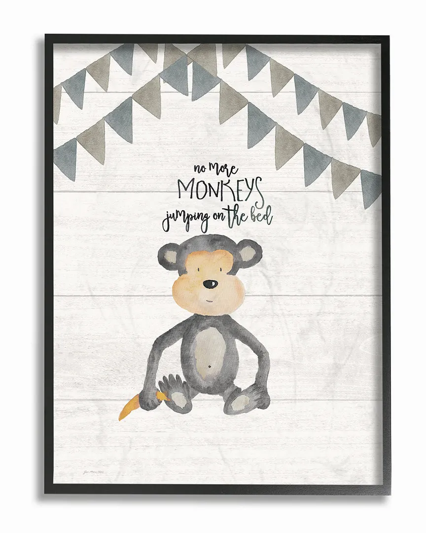 No Monkeys Jumping by Jo Moulton Framed Art - Black