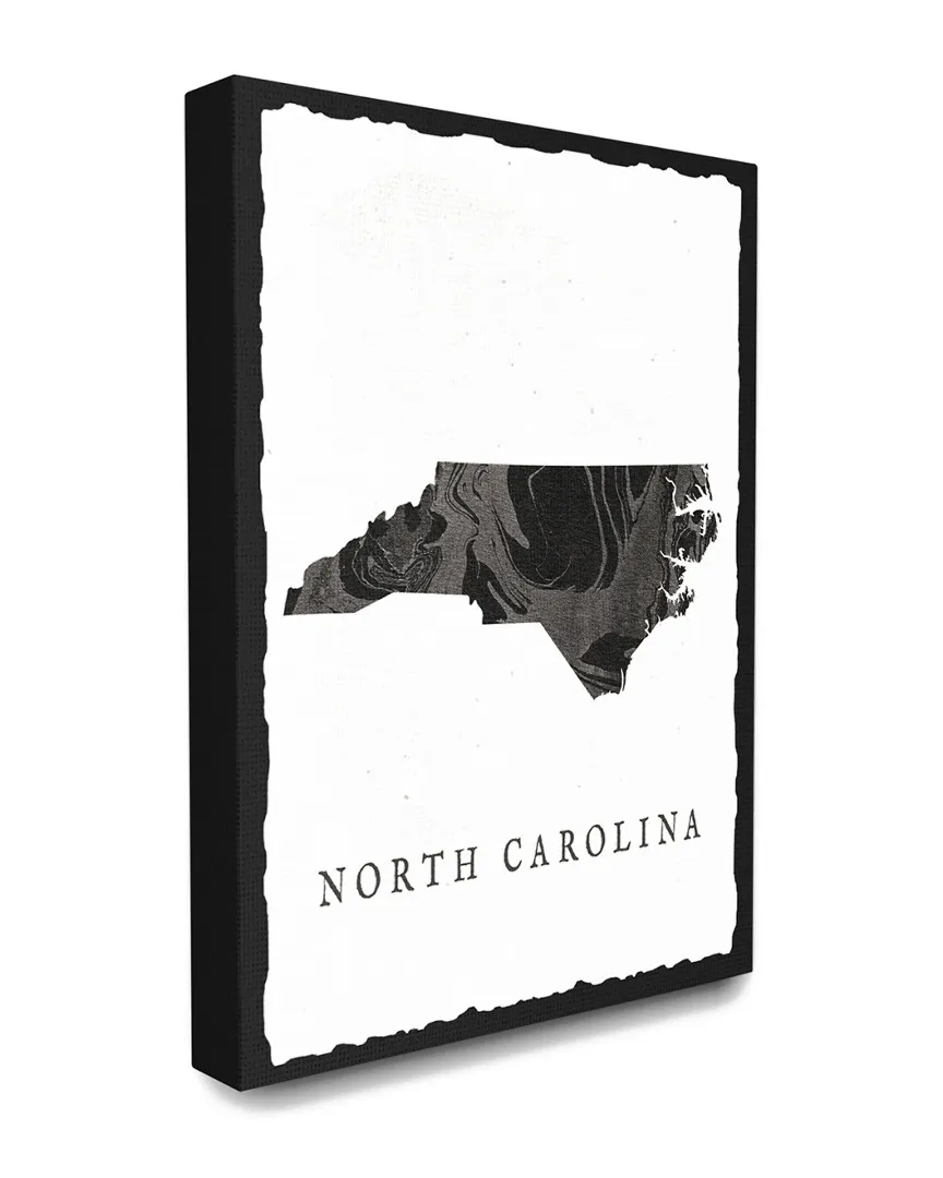 North Carolina State Silhouette Canvas Art Print - Black, Grey