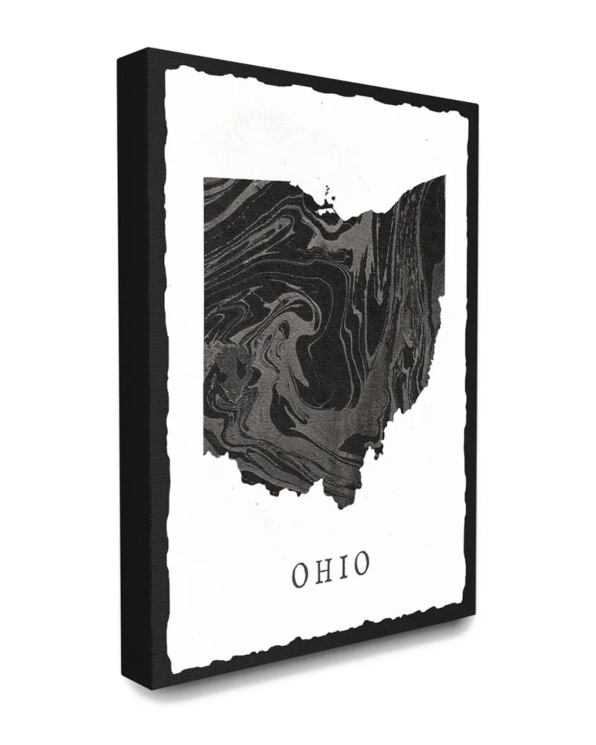 Ohio State Silhouette Canvas Art Print - Black, Grey
