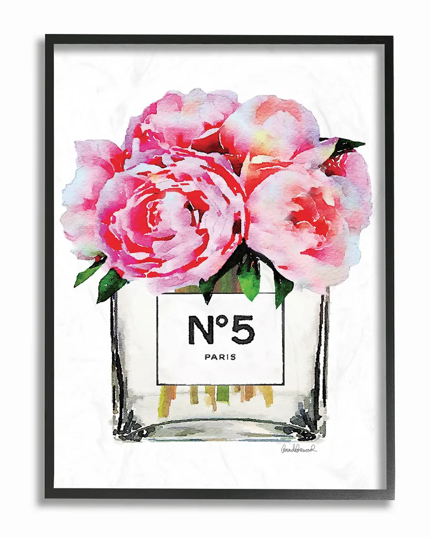 Paris Vase With Pink Peony Framed Art - Black