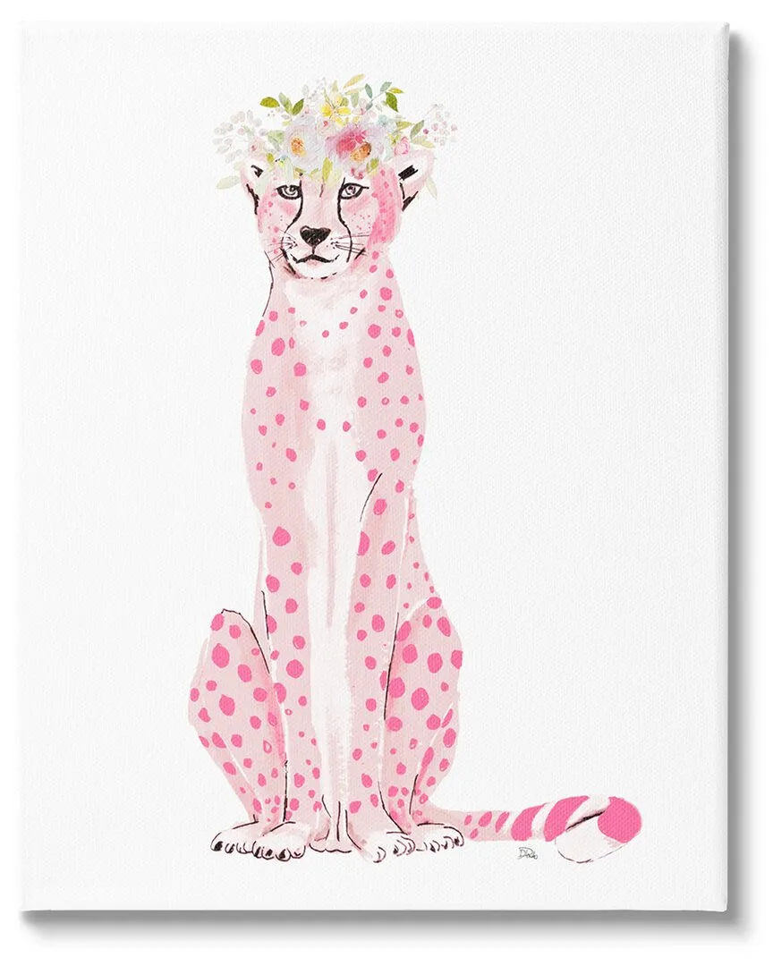Patricia Pinto Pink Leopard Floral Garland Canvas Wall Art image