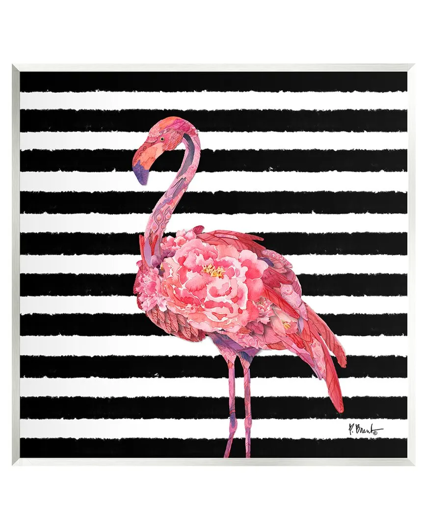 Paul Brent Blossoming Pink Flamingo Stripes Wall Plaque image