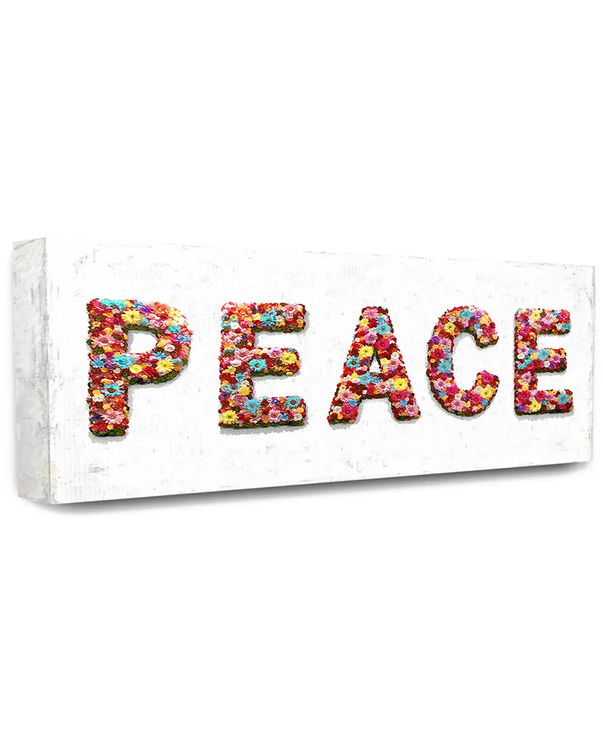 Peace Floral Lettered Canvas Art Print - Typography image