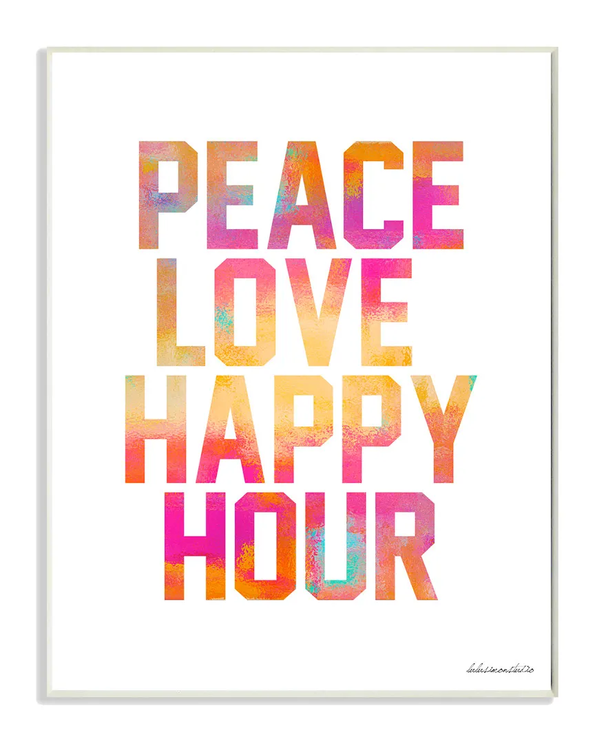 Peace, Love, Happy Hour Glam Wall Plaque Art by lulusimonSTUDIO image