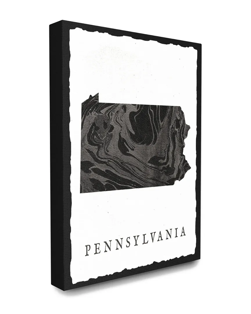 Pennsylvania State Silhouette Canvas Art Print - Black, Grey