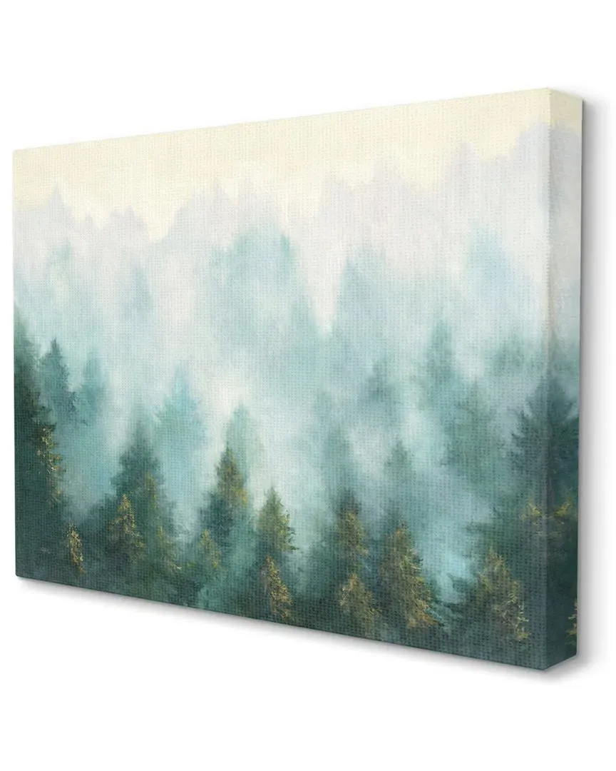 Pine Forest Landscape Canvas Wall Art - Green image