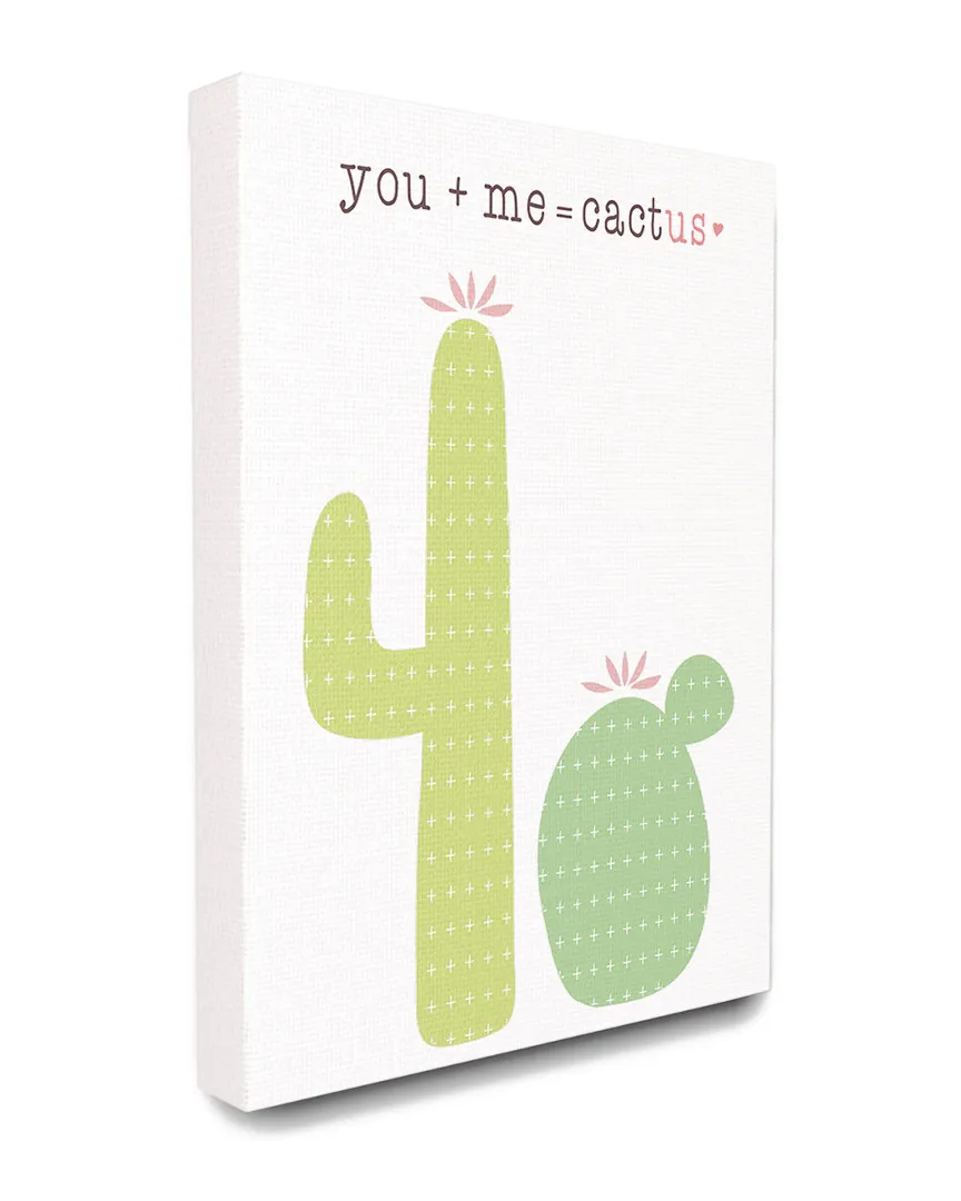 Pink and Green You Plus Me Equals Cactus Canvas Art Print image