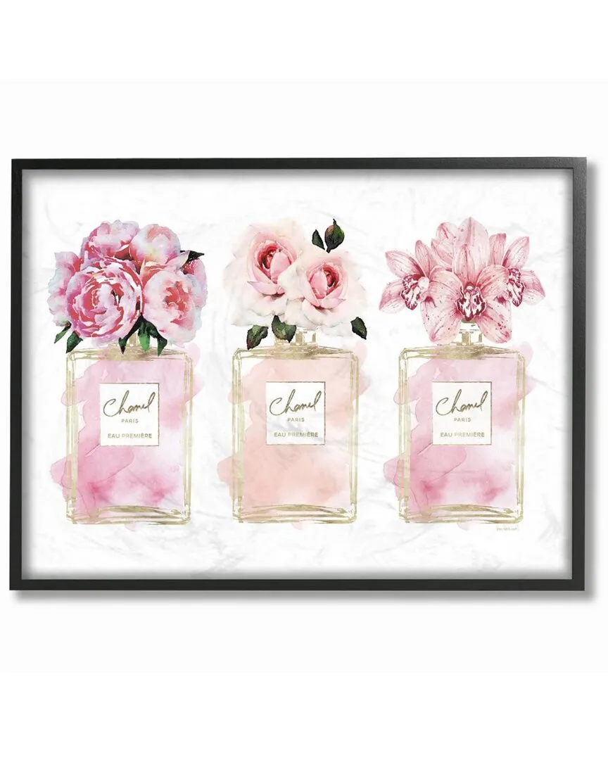 Pink Flowers & Perfumes Glam Fashion Watercolor Wall Art - Pink image