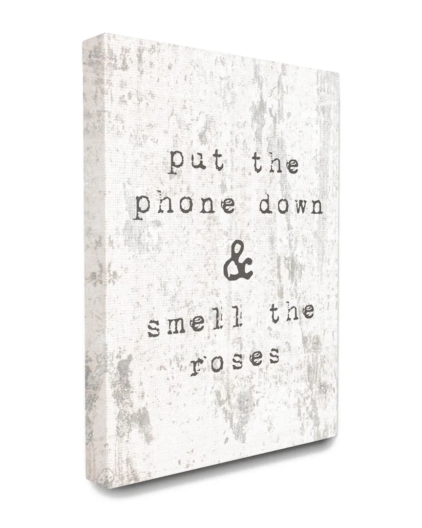 Put Phone Down Smell Roses Typography Canvas Art Print