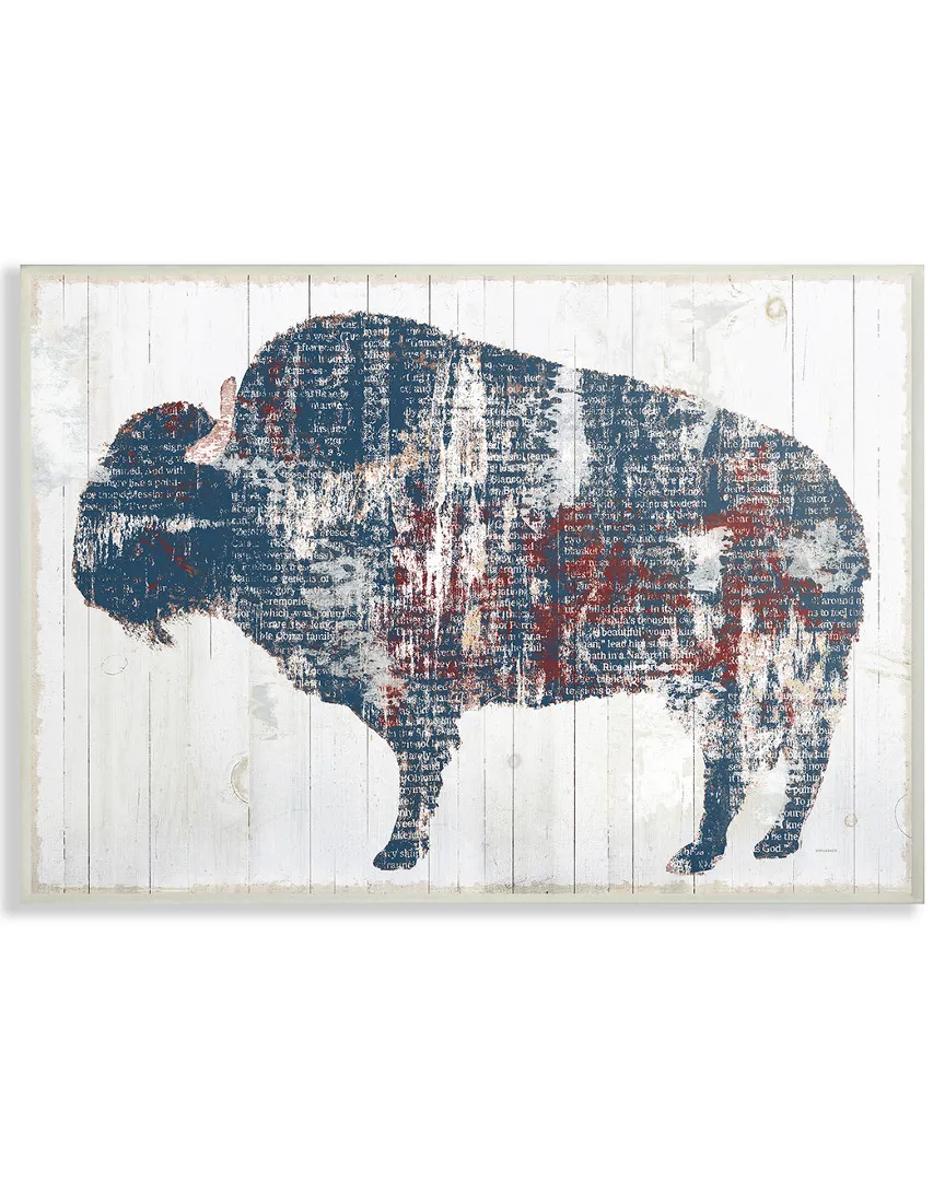 Red White Blue Bull Distressed Text Framed Print - White image
