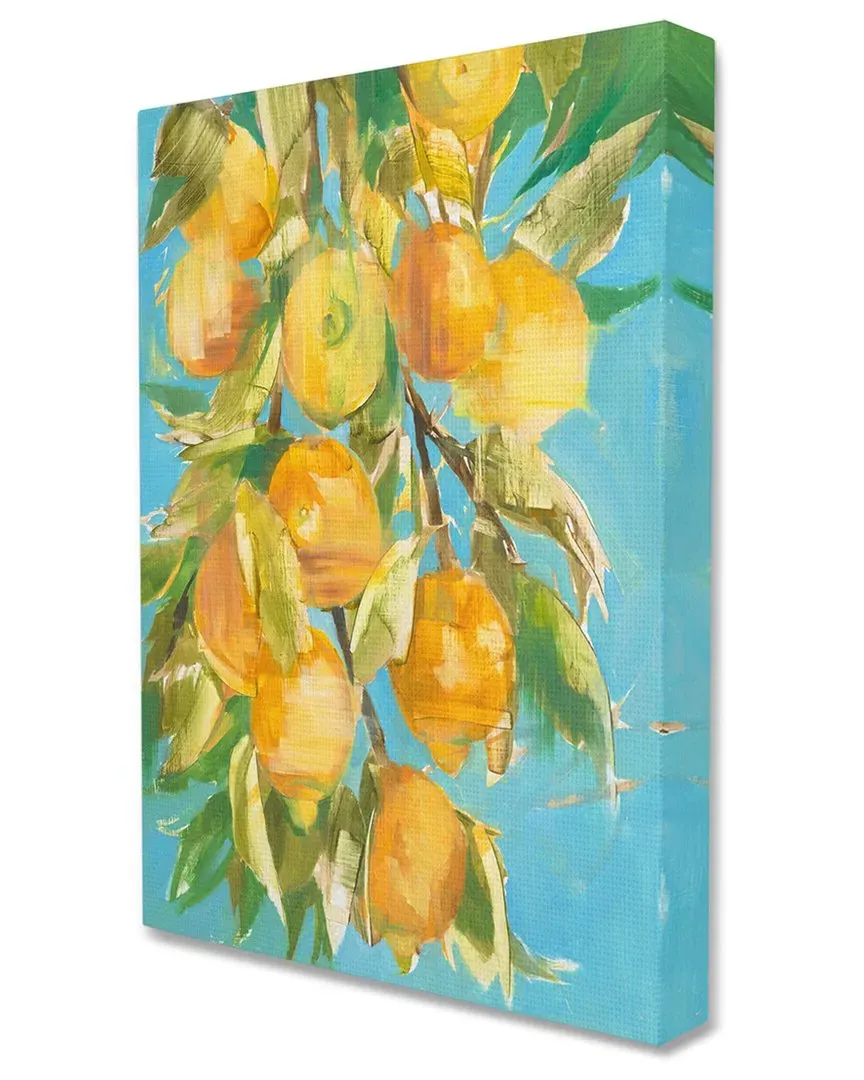 Ripe Lemon Tree Distortion Stretched Canvas Wall Art - Blue image