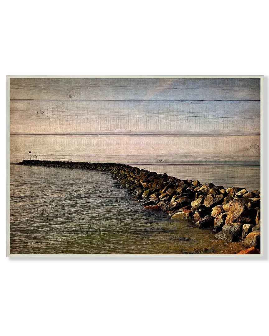 Rock Path Ocean Plank Photography Art - White image