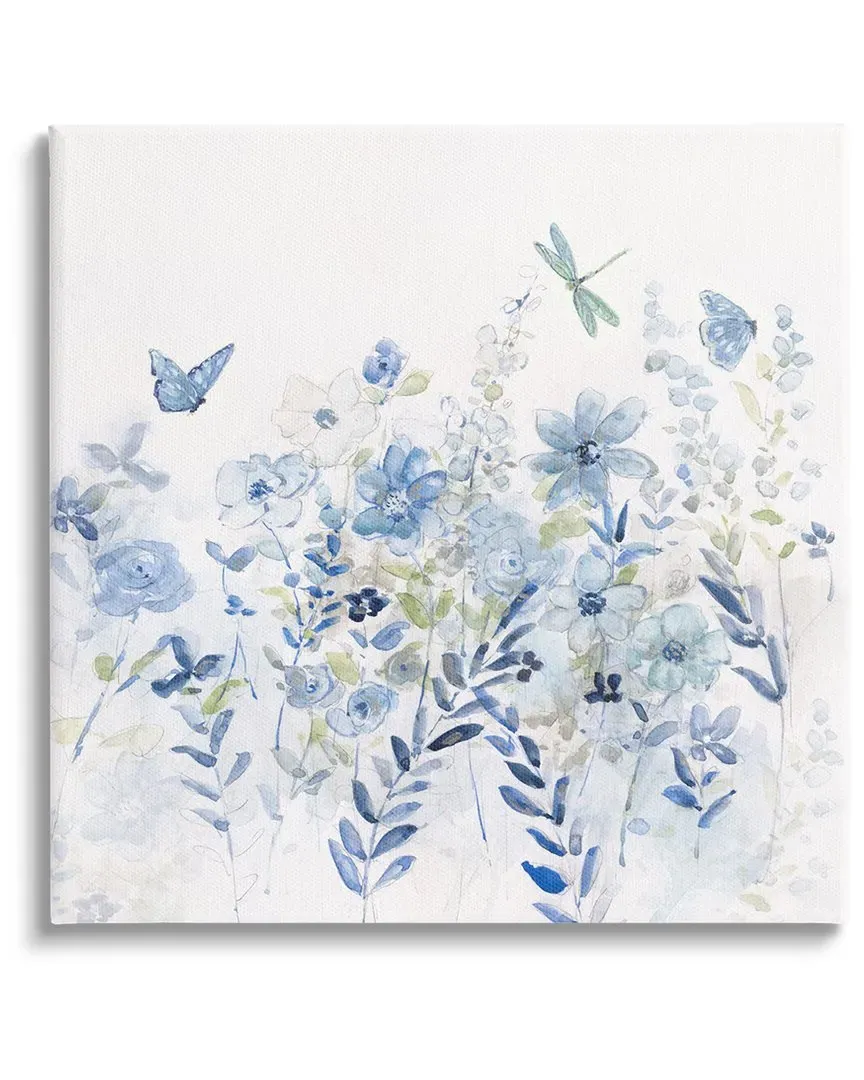 Sally Swatland Blue Floral Garden Canvas Wall Art - Blue
