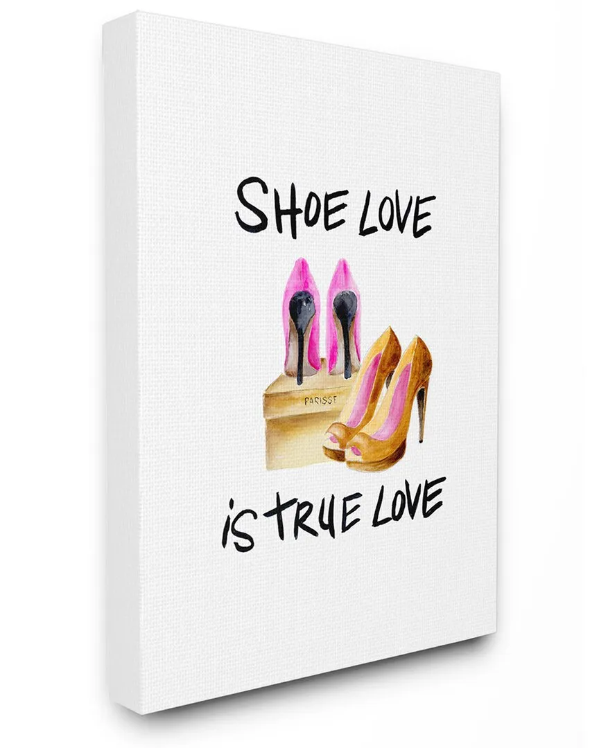 Shoe Love True Love Phrase Heels Stretched Canvas Wall Art - White