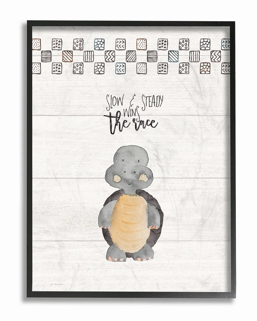 Slow And Steady Wins Turtle by Jo Moulton Framed Art - Black