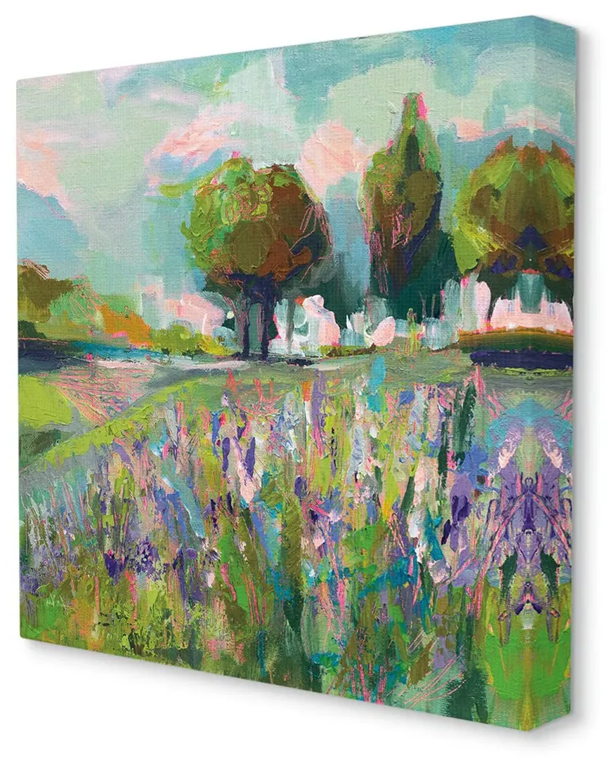 Spring Floral Meadow Tree Landscape Canvas Wall Art - Multicolor image