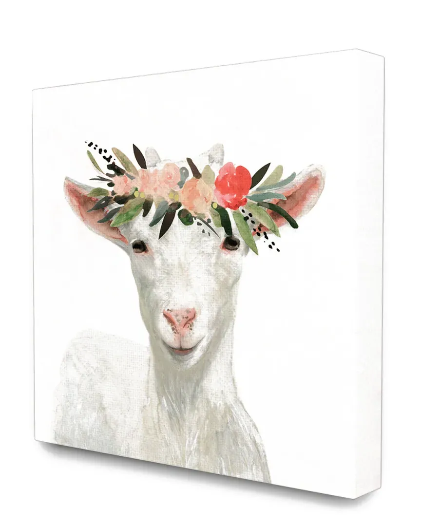 Springtime Flower Crown Baby Goat Canvas Art Print