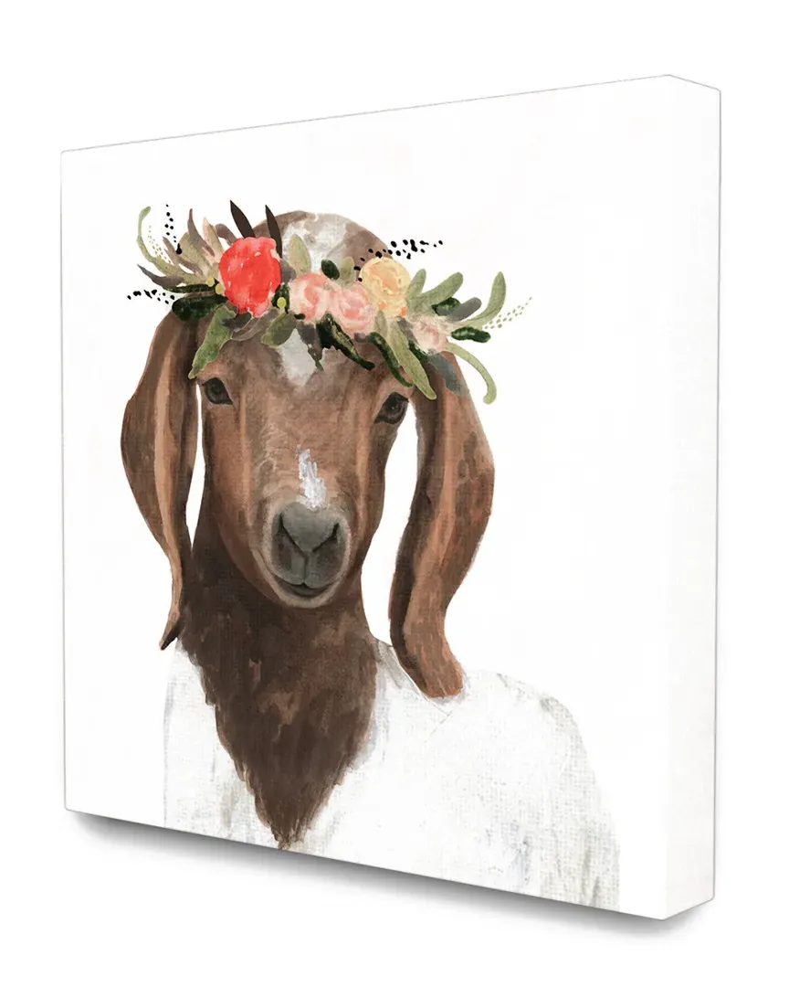 Springtime Flower Crown Long Ear Baby Goat Canvas Art Print
