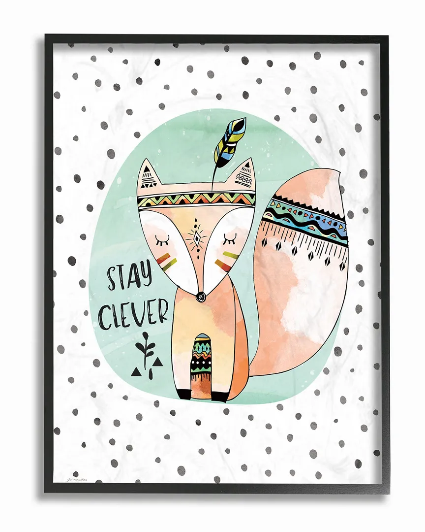 Stay Clever Tribal Fox Framed Art - Black Frame