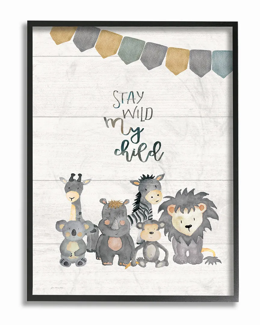 Stay Wild My Child Animals Framed Art - Black image
