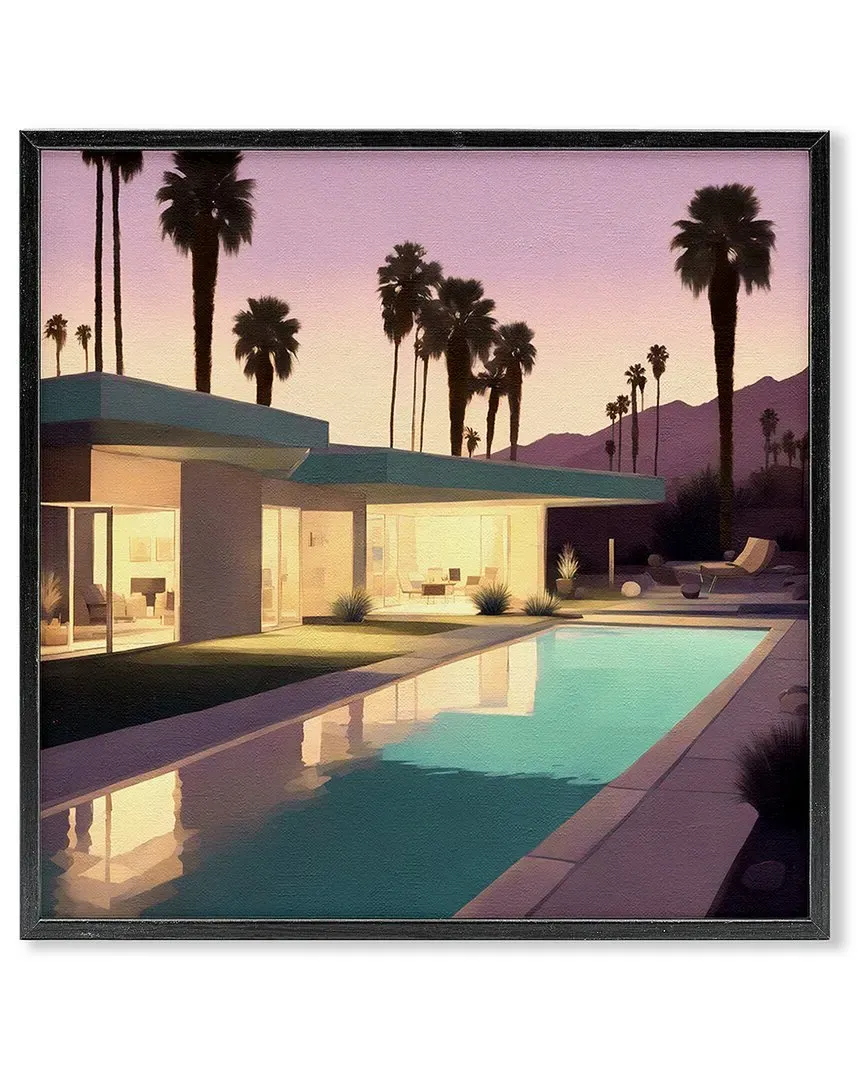 Stupell Palm Trees & Pool Villa Framed Giclee Art - 12x12 image