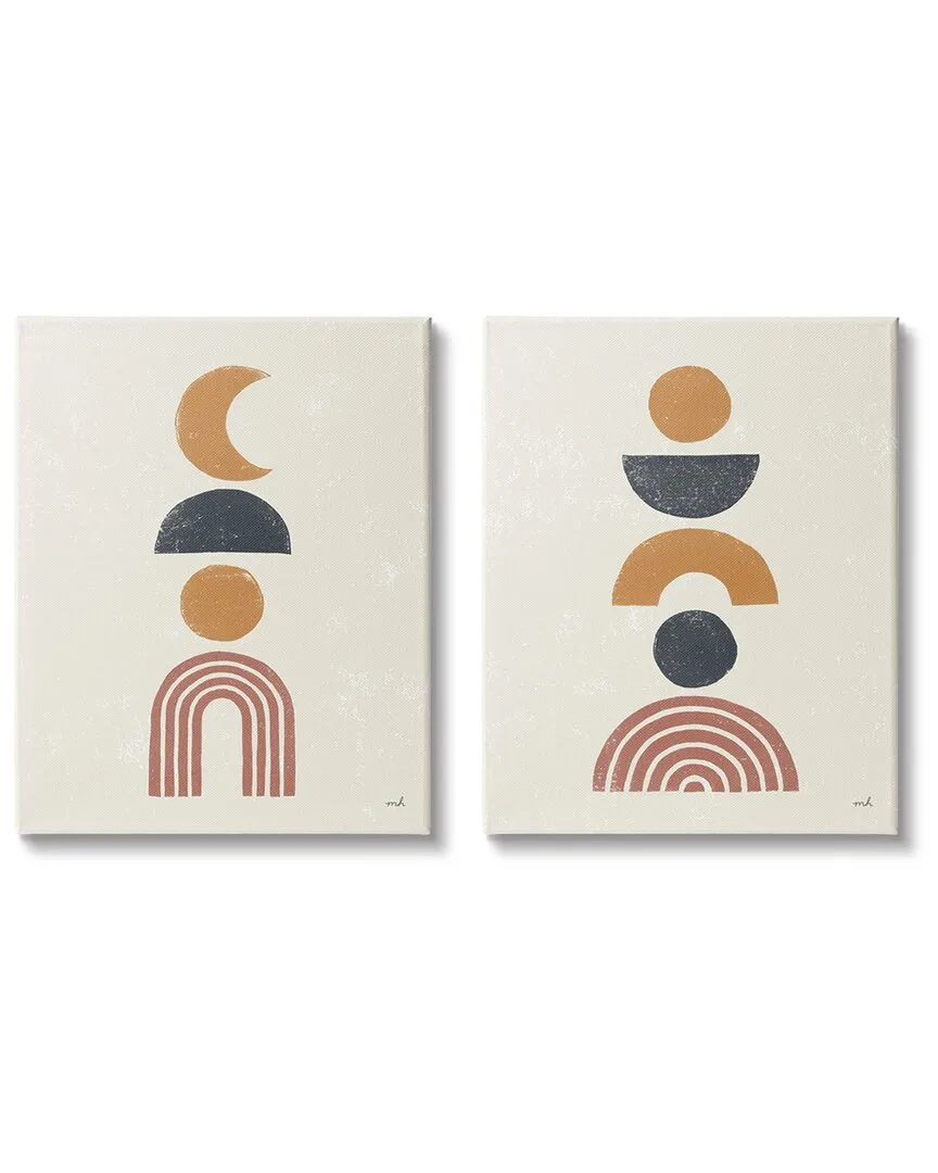 Sun and Moon Bohemian Symbols 2pc Canvas Wall Art Set - Blue image