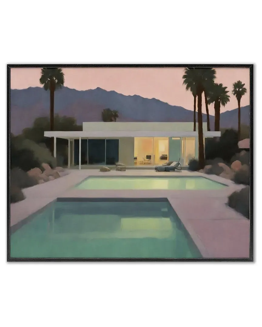 Tranquil Pool at Sunset Framed Giclee Art - Woodgrain image