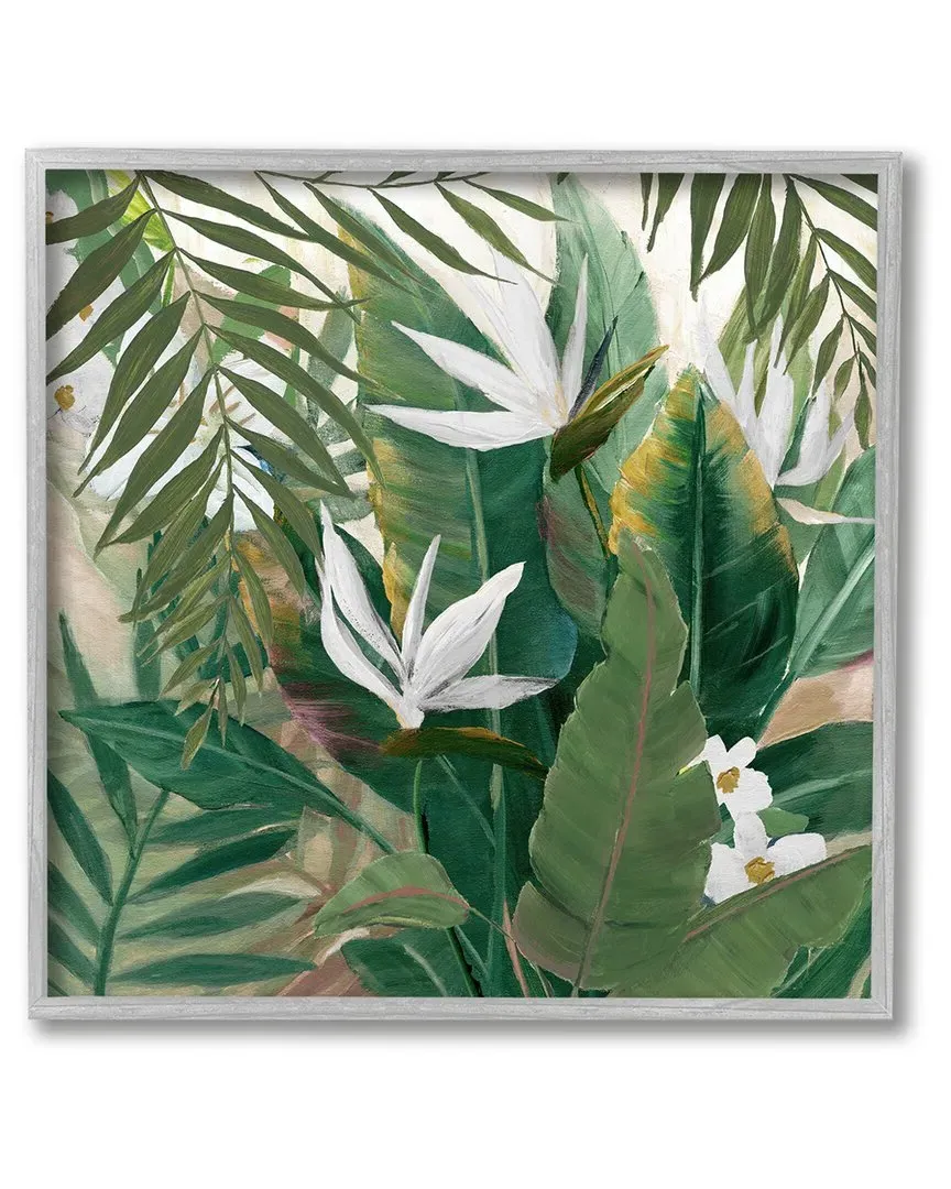 Tropical Birds Of Paradise Plant Framed Giclee Wall Art - Grey