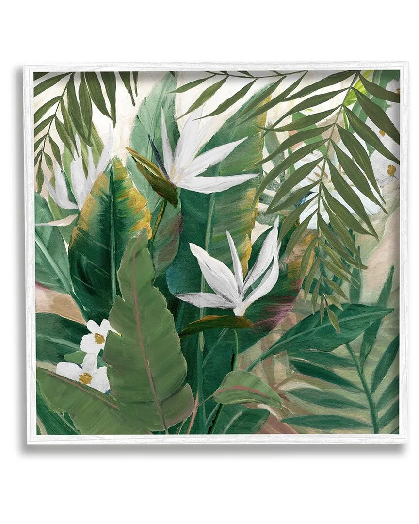 Tropical Birds Of Paradise Plant Framed Giclee Wall Art - White