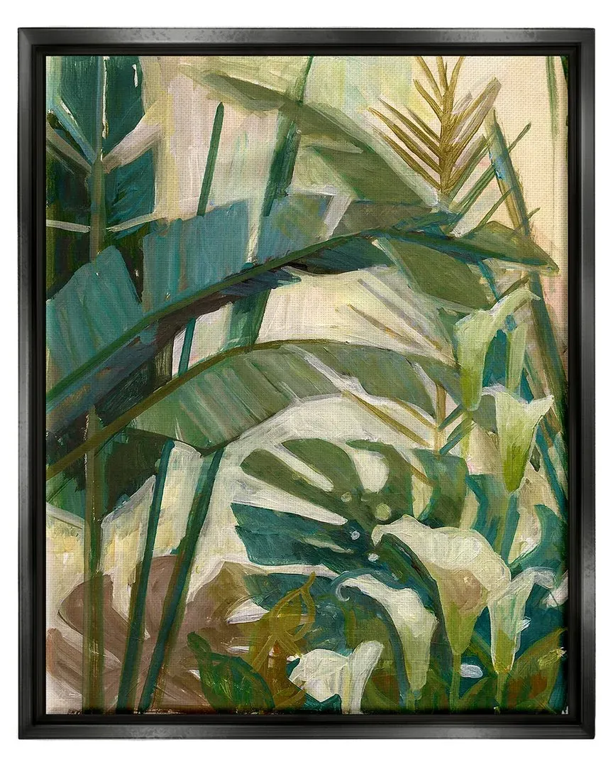 Tropical Jungle Plant Leaves Framed Floater Canvas Wall Art by Elaine Vollherbst-Lane